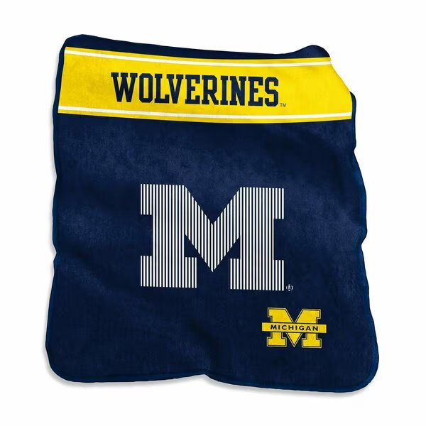 Michigan 60x80 Raschel Throw, Logo Brands, Mfr#: 171-26X